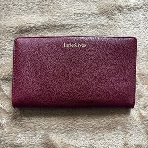 LARK & IVES Vegan Leather European Style Wallet in‎ Rich Bordeaux Red
